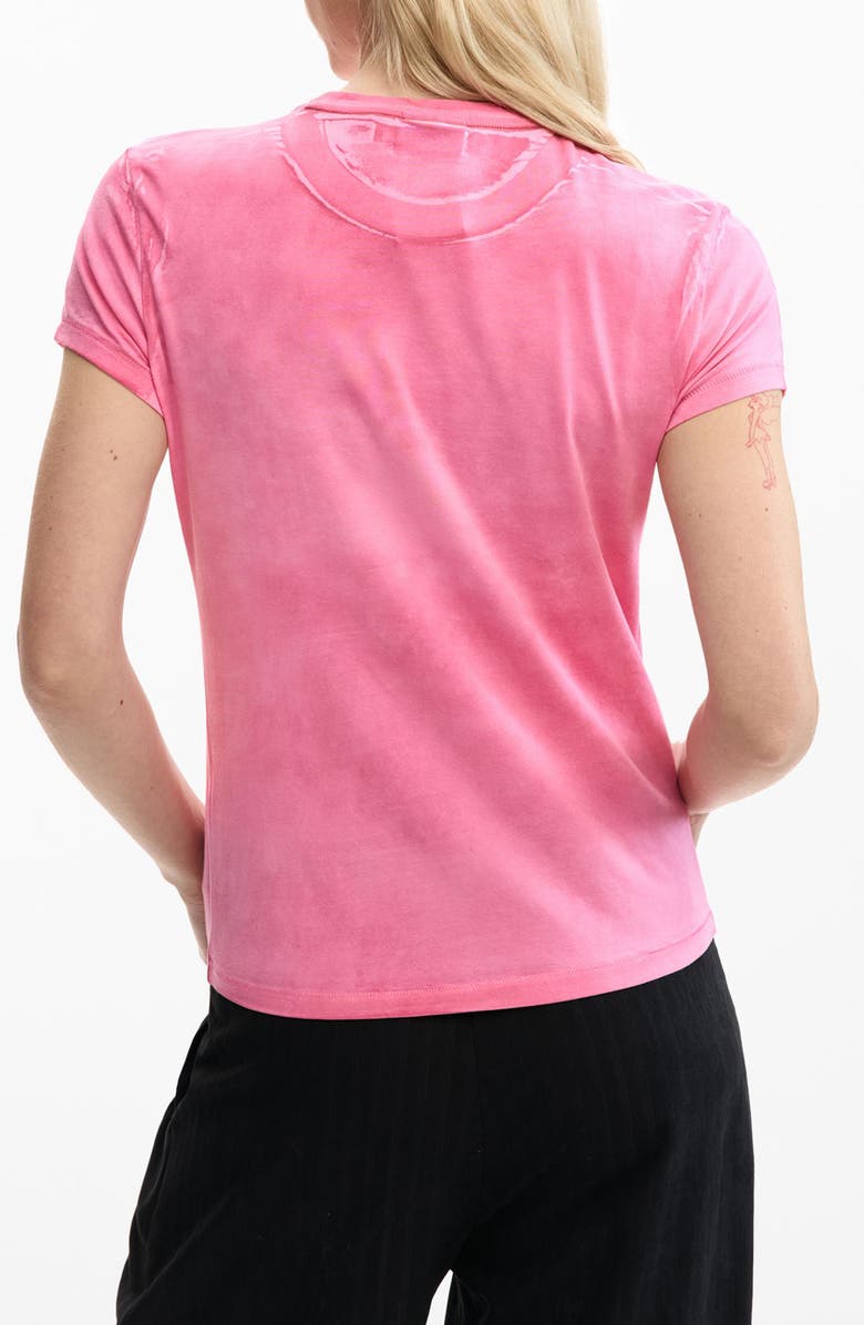Desigual Floral Cotton Graphic T-Shirt, Alternate, color, Pink