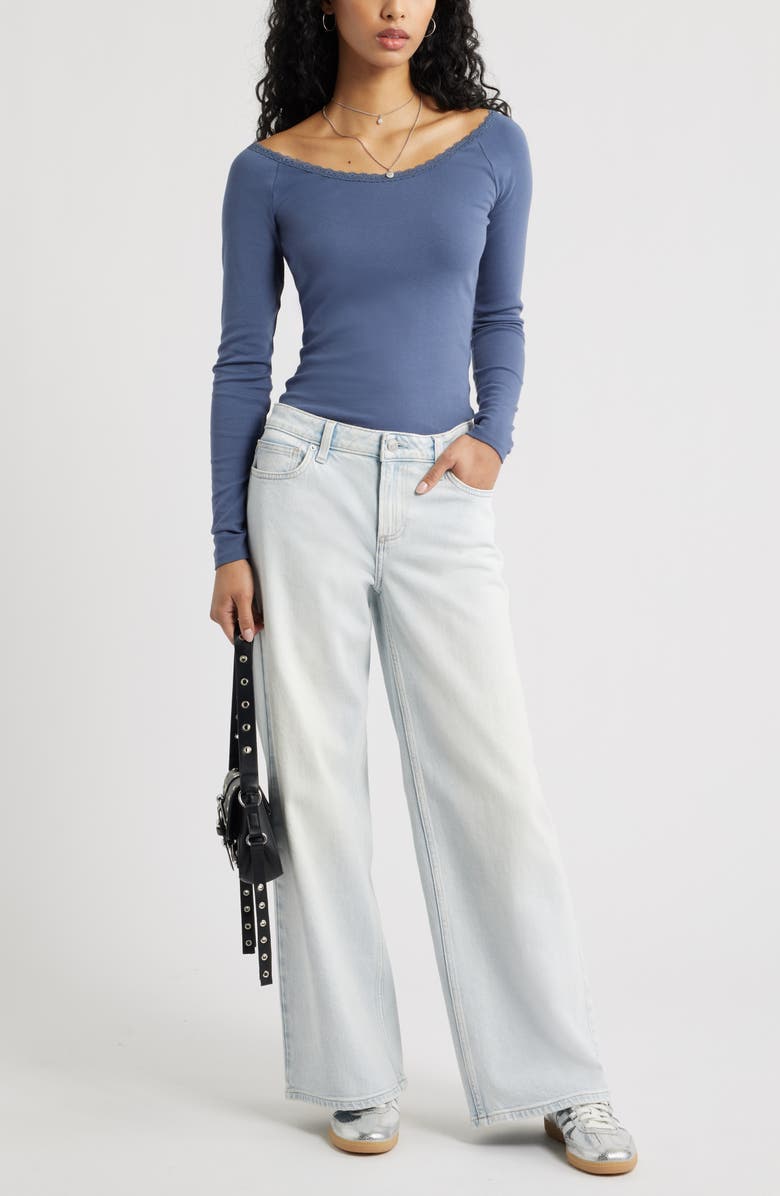 BP. Lace Trim Long Sleeve Top, Alternate, color, Blue Vintage