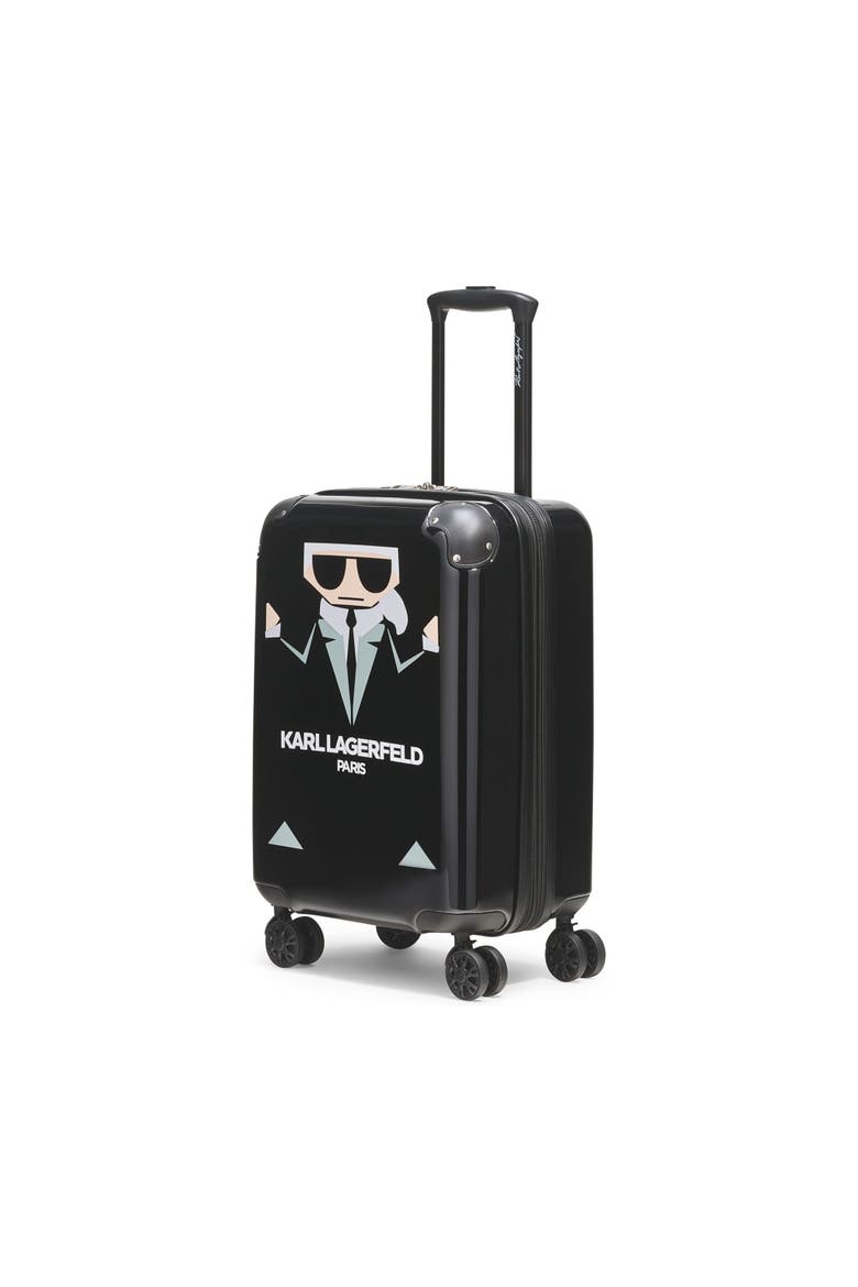 Karl In A Box 21" Carry On Upright Suitcase, Alternate, color, Black