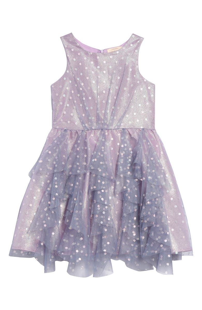 Hannah Banana Shimmer Dot Party Dress, Main, color,