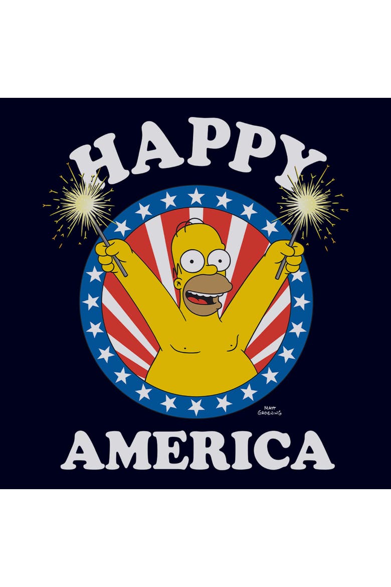 Men's The Simpsons Happy and Festive Homer  Graphic T-Shirt, Alternate, color, Navy Blue