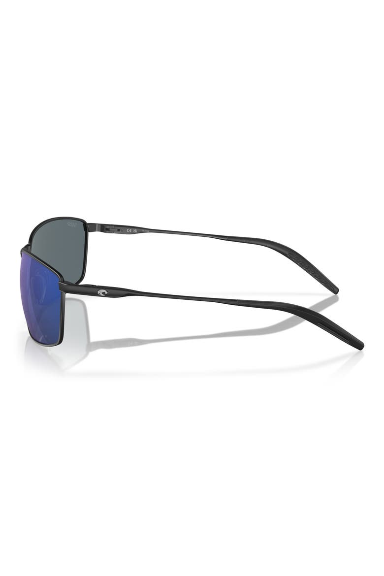 Turret 63mm Oversize Polarized Mirrored Rectangular Sunglasses, Alternate, color, BLACK / BLUE MIRROR 580P