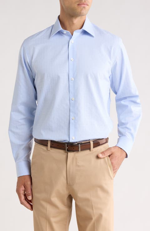 Traditional Fit Fit Plaid Premium Silk Dress Shirt (Regular, Big & Tall)