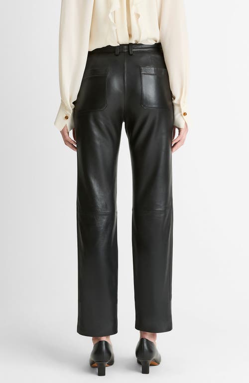 Vince Straight Leg Leather Pants In Black