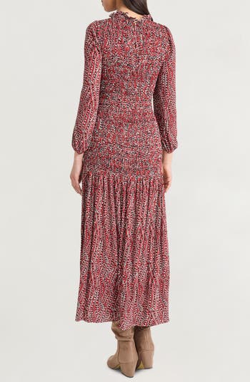 Smocked Long Sleeve Maxi Dress