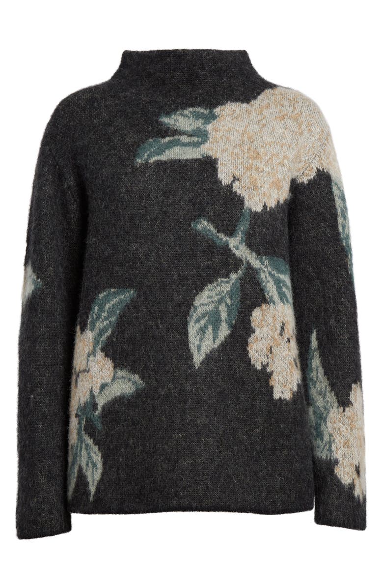 Vince Floral Print Brushed Funnel Neck Sweater, Alternate, color, 