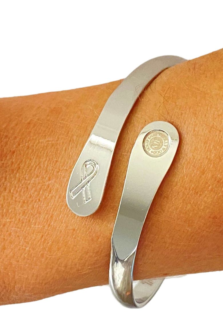 Cancer Awareness Bracelets, Engraved Bracelets When you choose hope anything is possible- Cancer Awareness Sign, Alternate, color, Silver