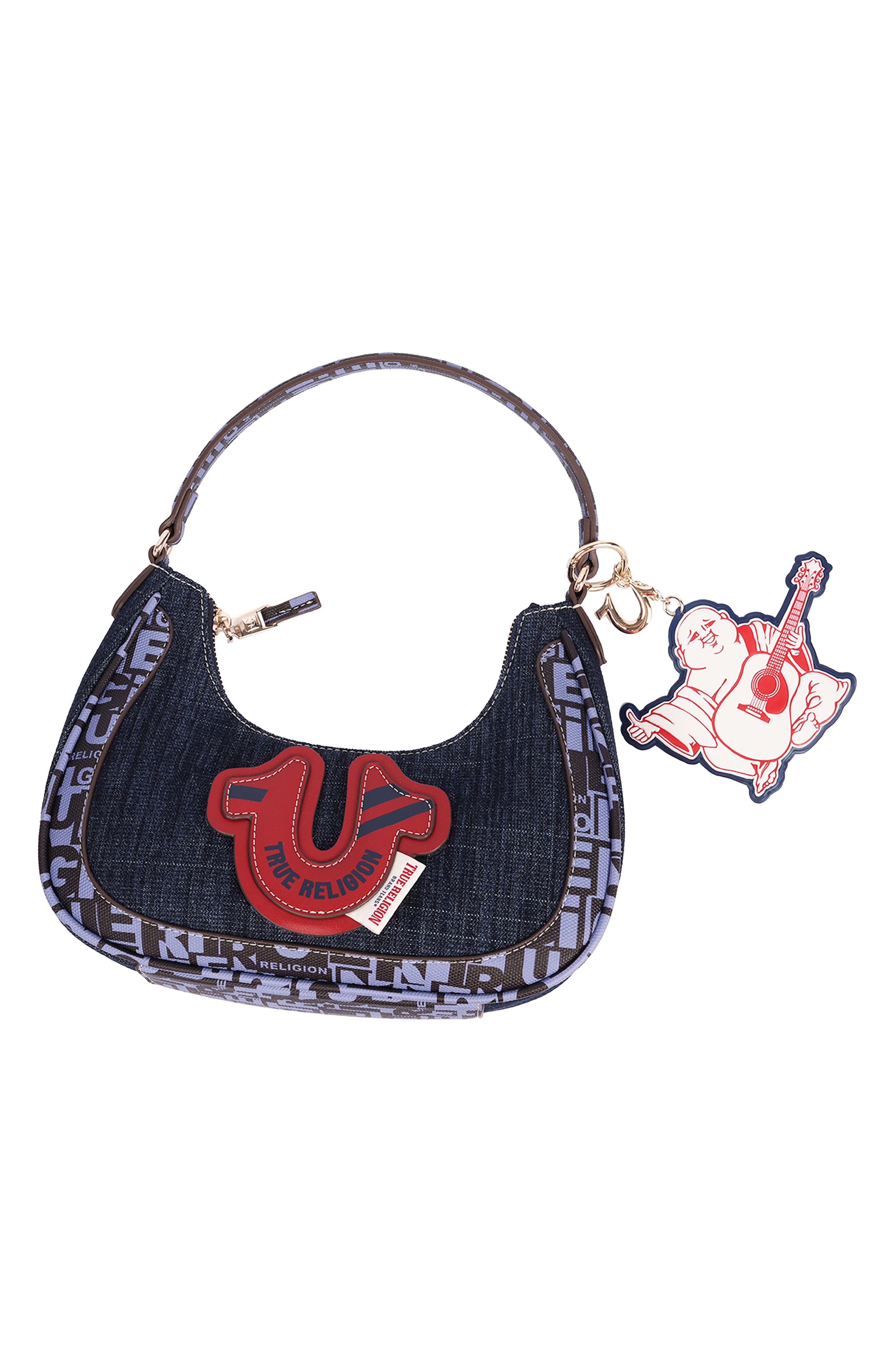 Graphic Trim Denim Hobo Bag, Alternate, color, NAVY