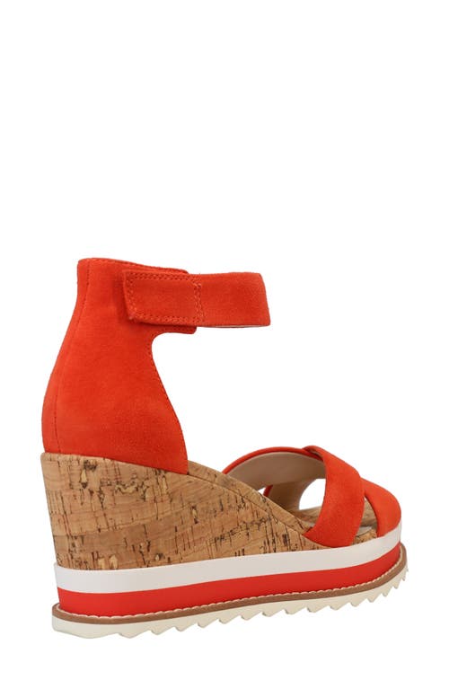 Pelle Moda Westyn Ankle Strap Platform Wedge Sandal In Red Orange