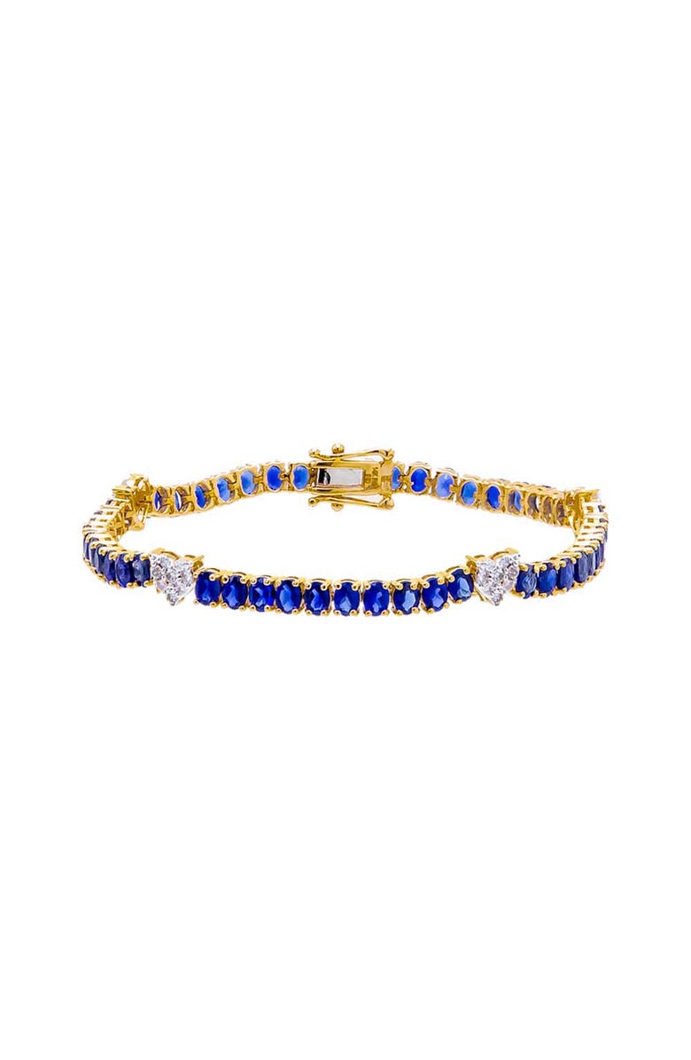 BY ADINA EDEN Diamond Pave Accented Sapphire Blue Tennis Bracelet 14K, Main, color, 14K Gold