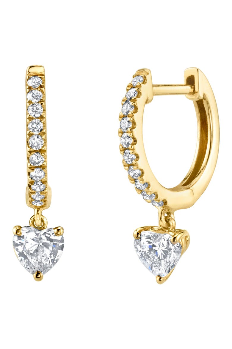 18k Gold Heart Diamond Huggie Hoop Earrings, Main, color, 18K YELLOW GOLD