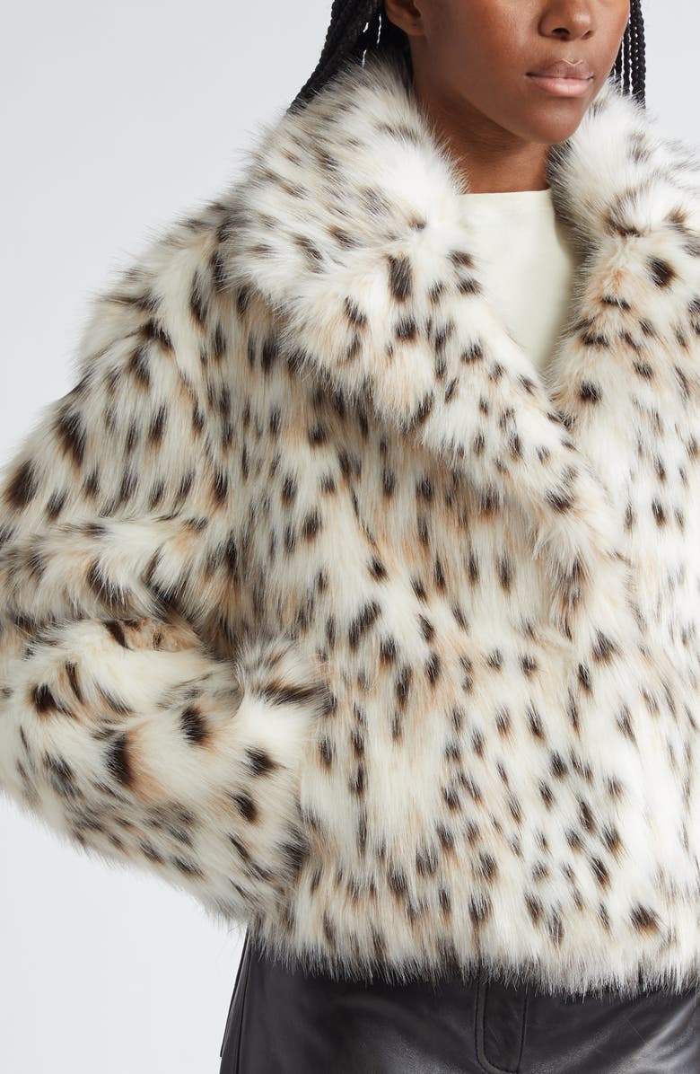 Stand Studio Samara Leopard Faux Fur Jacket, Alternate, color,