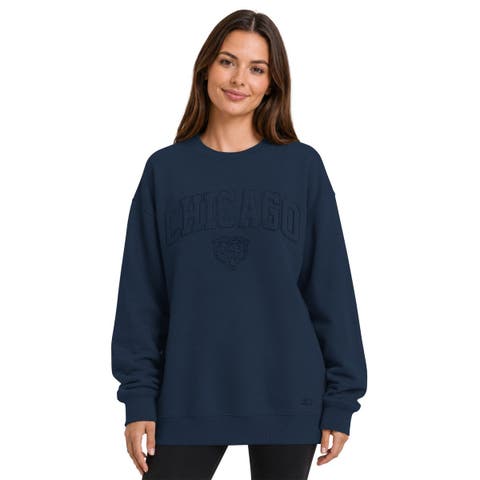Women's Starter  Navy Chicago Bears Athleisure Oversized Fleece Sweatshirt