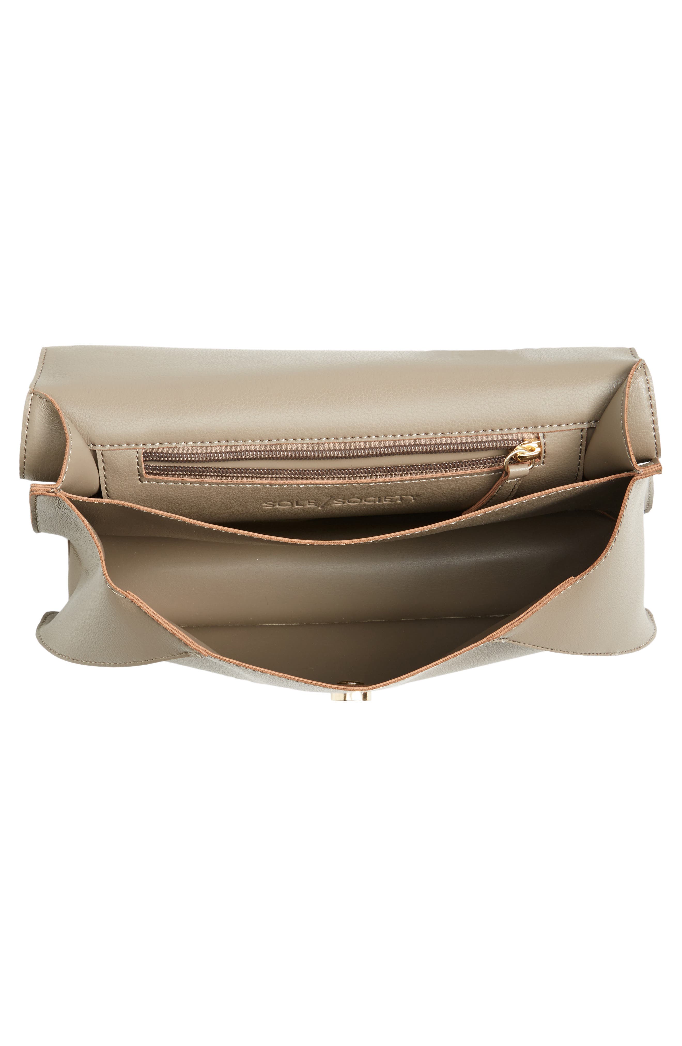 Izzy Faux Leather Top Handle Satchel, Alternate, color, TAUPE
