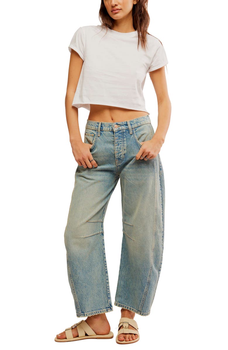 Free People Good Luck Mid Rise Barrel Jeans, Alternate, color,