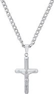 HMY JEWELRY Men's Stainless Steel Tubular Crucifix Pendant Necklace