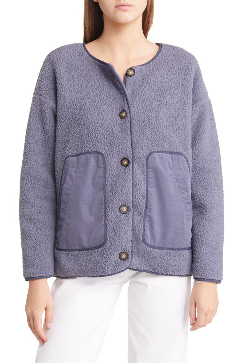 Resourced Fleece Cardigan Jacket, Alternate, color, SUNFADED INDIGO