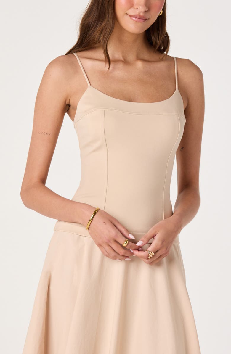 ASTR the Label Cierra Mixed Media Fit & Flare Midi Dress, Alternate, color, Natural