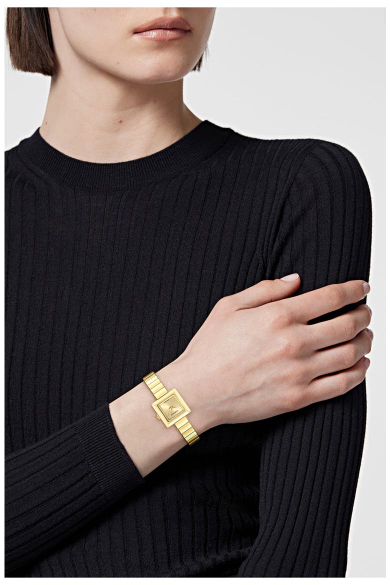 V-Square Petite Bracelet Watch, Alternate, color, GOLD/ GOLD