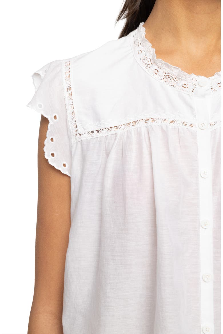 Tika Lace Trim Flutter Sleeve Top, Alternate, color, JUDO