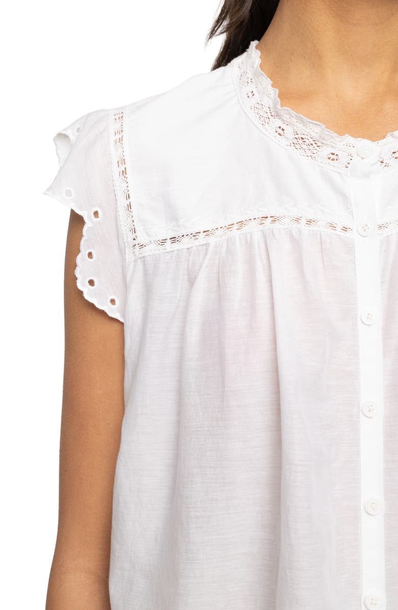 Zadig & Voltaire Tika Lace Trim Flutter Sleeve Top, Alternate, color, Judo