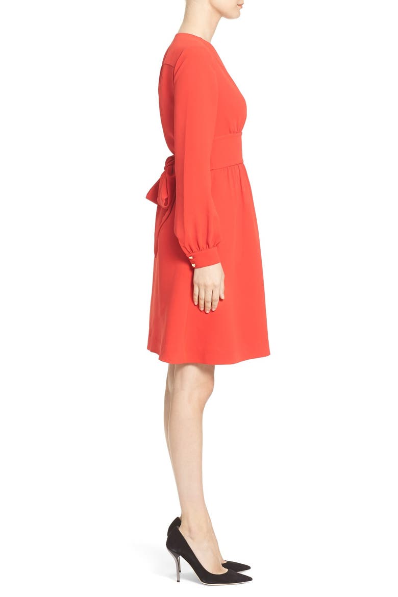 long sleeve tie dress, Alternate, color, LOLLIPOP RED