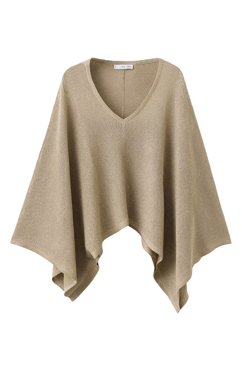 MANGO Metallic V-Neck Long Sleeve Knit Top, Alternate, color, Gold