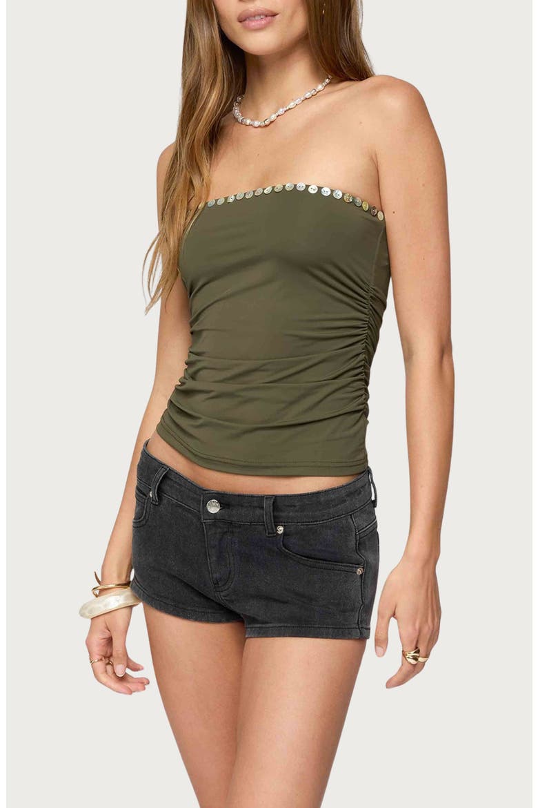 Liat Pearly Button Tube Top, Alternate, color, OLIVE