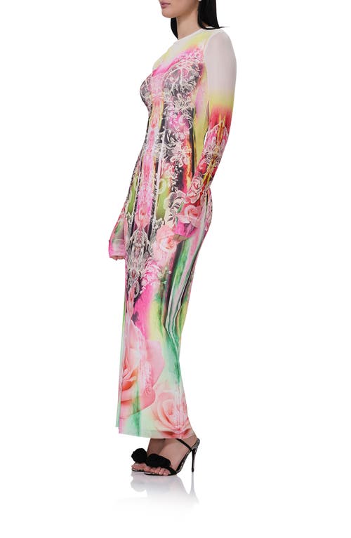 AFRM AFRM DIDI PRINTED LONG SLEEVE MESH MAXI DRESS 