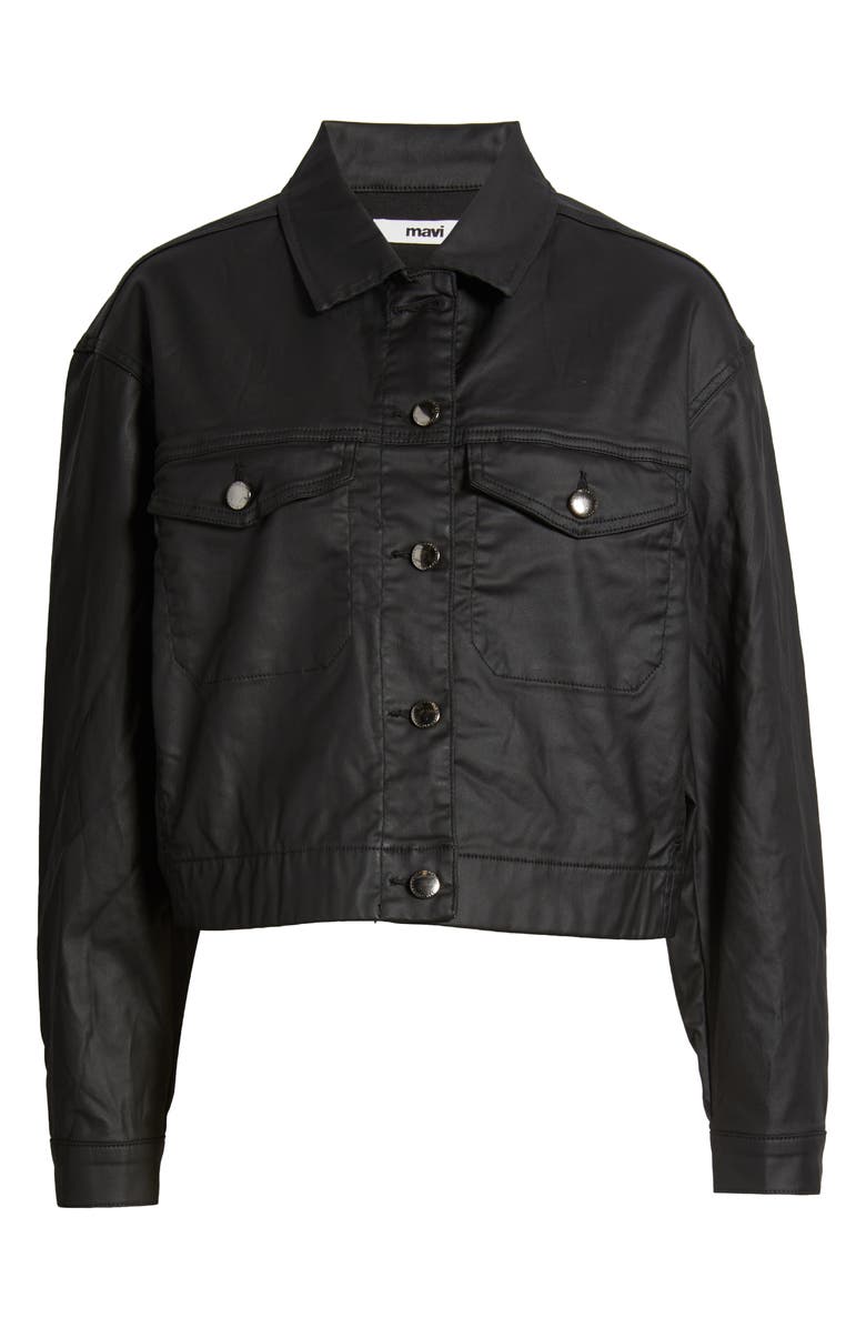 Mavi Jeans Maren Coated Button-Front Jacket, Alternate, color, Black Coated