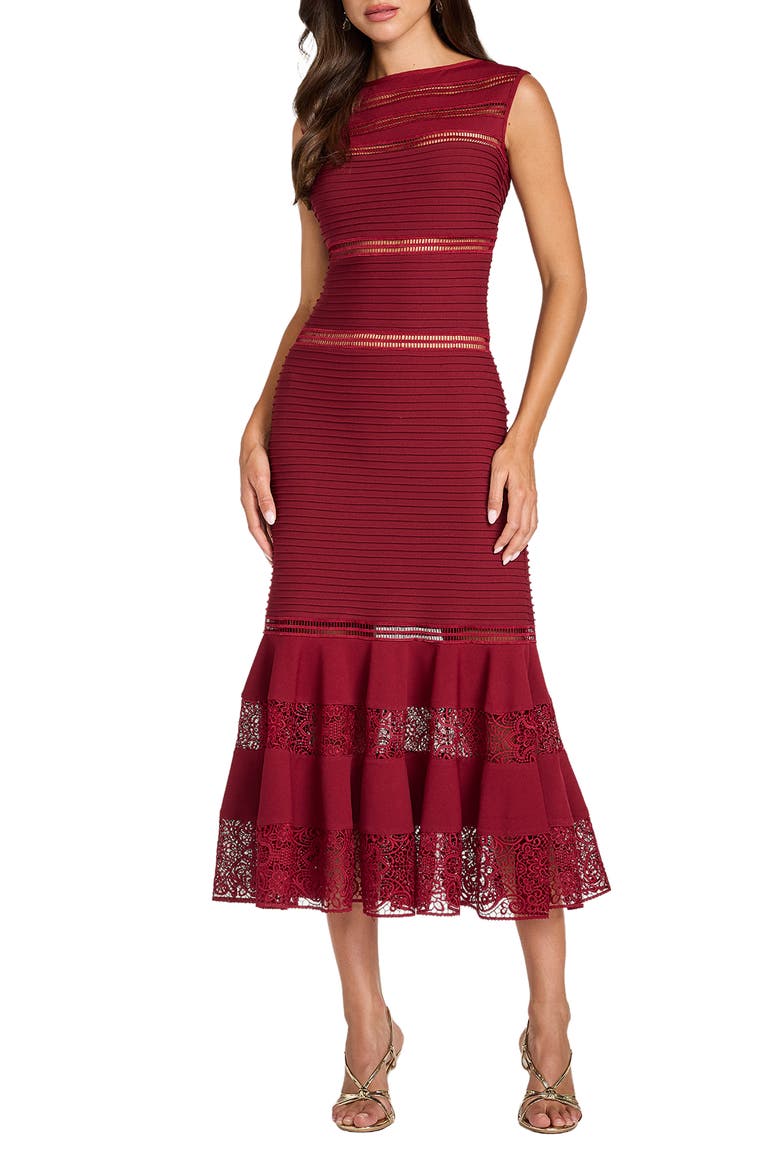 Pintucked Sleeveless Midi Cocktail Dress, Alternate, color, MIDNIGHT MERLOT