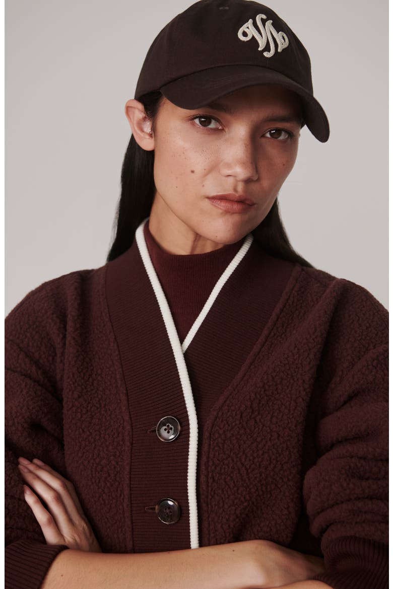 Brenna Button Neck Fleece Sweatshirt, Alternate, color, MAHOGANY