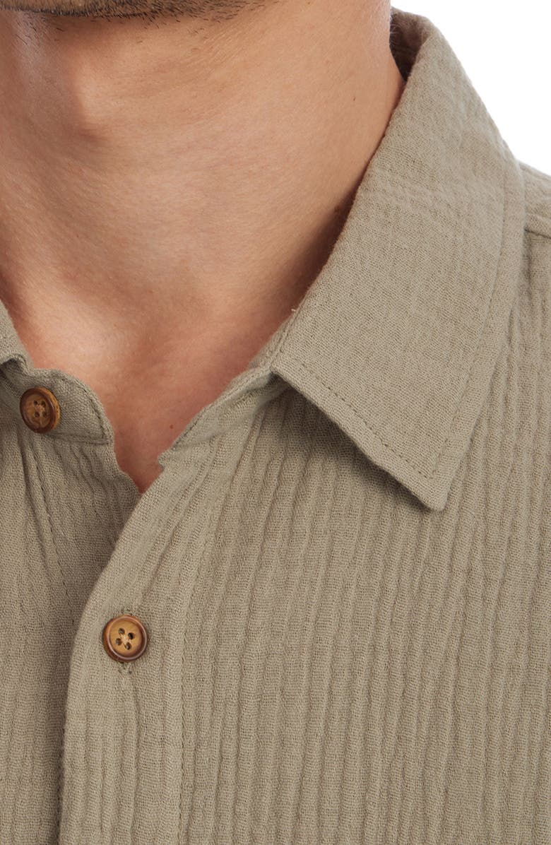 PX Short Sleeve Cotton Gauze Button-Up Shirt, Alternate, color, Olive