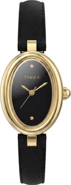 Timex® Cavatina Luxe Leather Strap Watch, 18mm