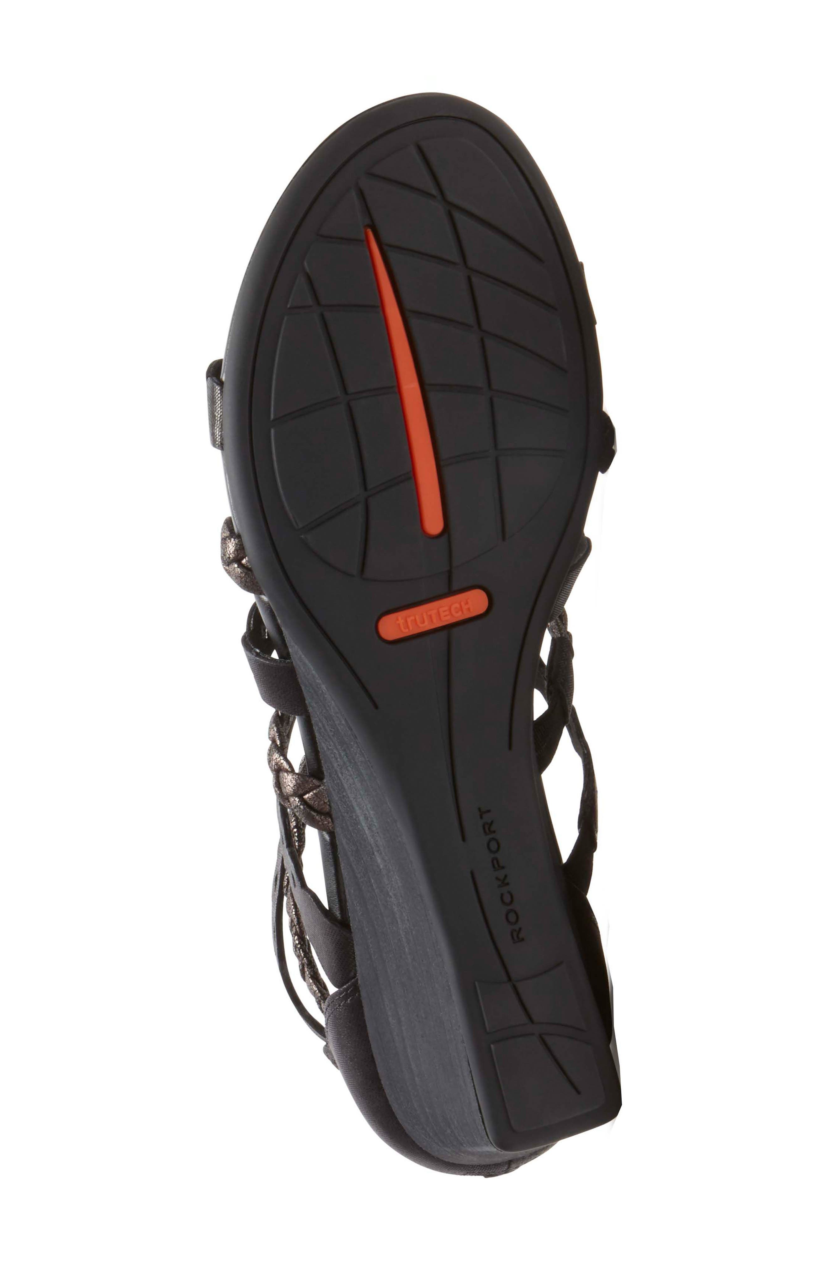 Rockport Total Motion<sup>®</sup> Gladiator Wedge Sandal, Alternate, color, Black Leather