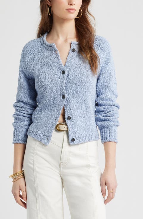 Fitted Textured Cotton Cardigan