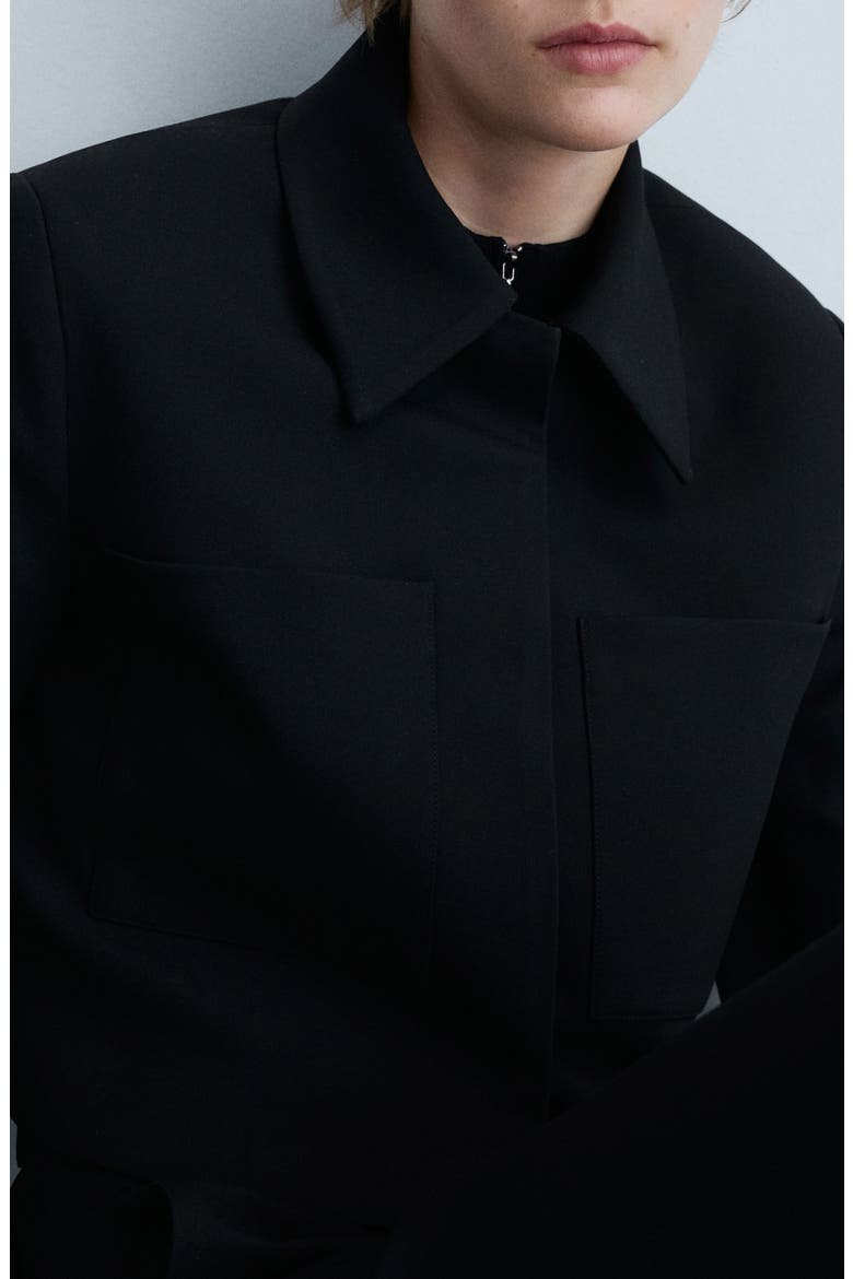 Crop Suiting Jacket, Alternate, color, BLACK