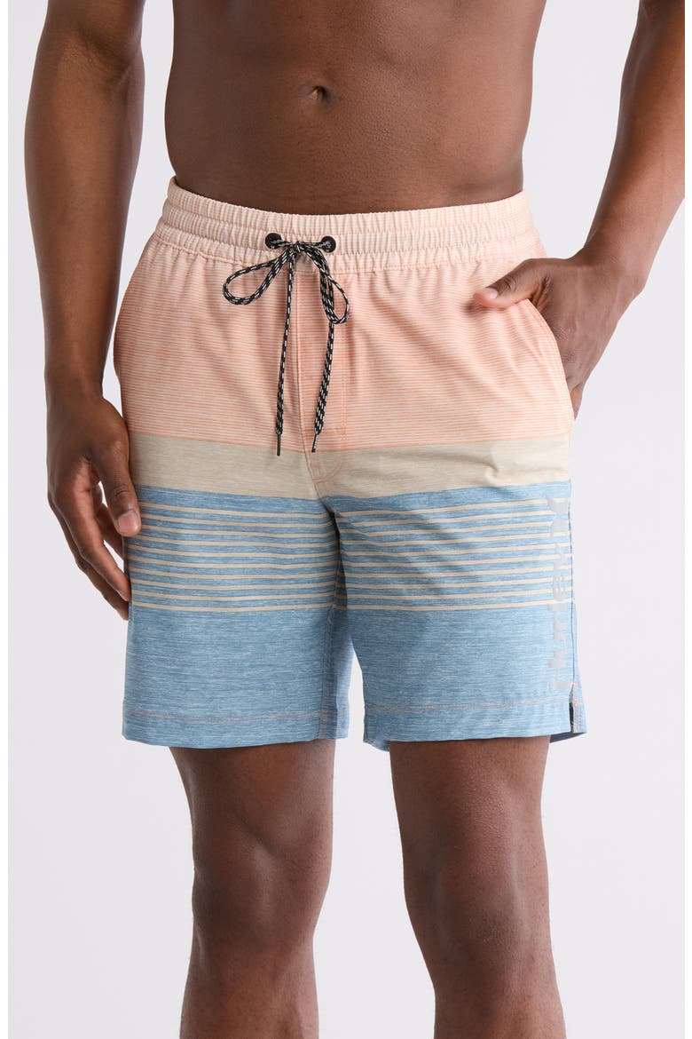 Ombré Volley Swim Shorts, Main, color, ORANGE CREAM