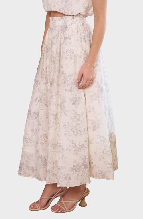 BLU PEPPER BLU PEPPER FLORAL RUFFLE WAIST MIDI SKIRT 
