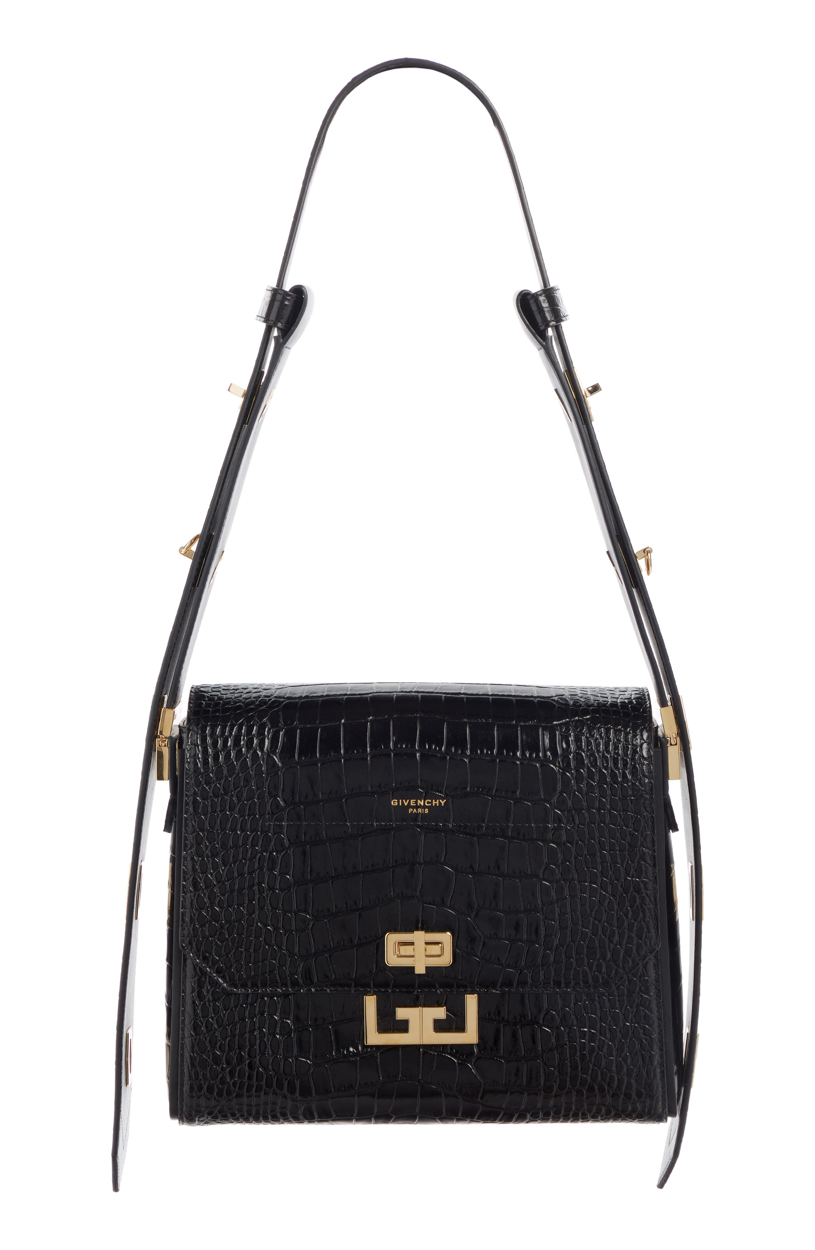 Givenchy Medium Eden Croc Embossed Leather Shoulder Bag, Main, color, 