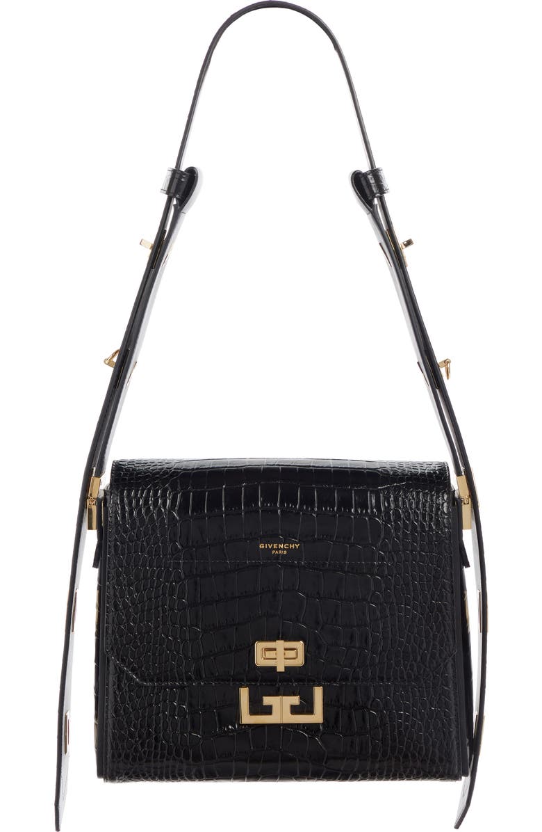 Givenchy Medium Eden Croc Embossed Leather Shoulder Bag, Main, color,