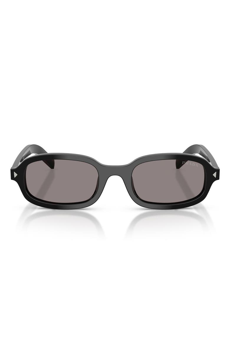 Prada 50mm Oval Sunglasses, Main, color, Black / Grey
