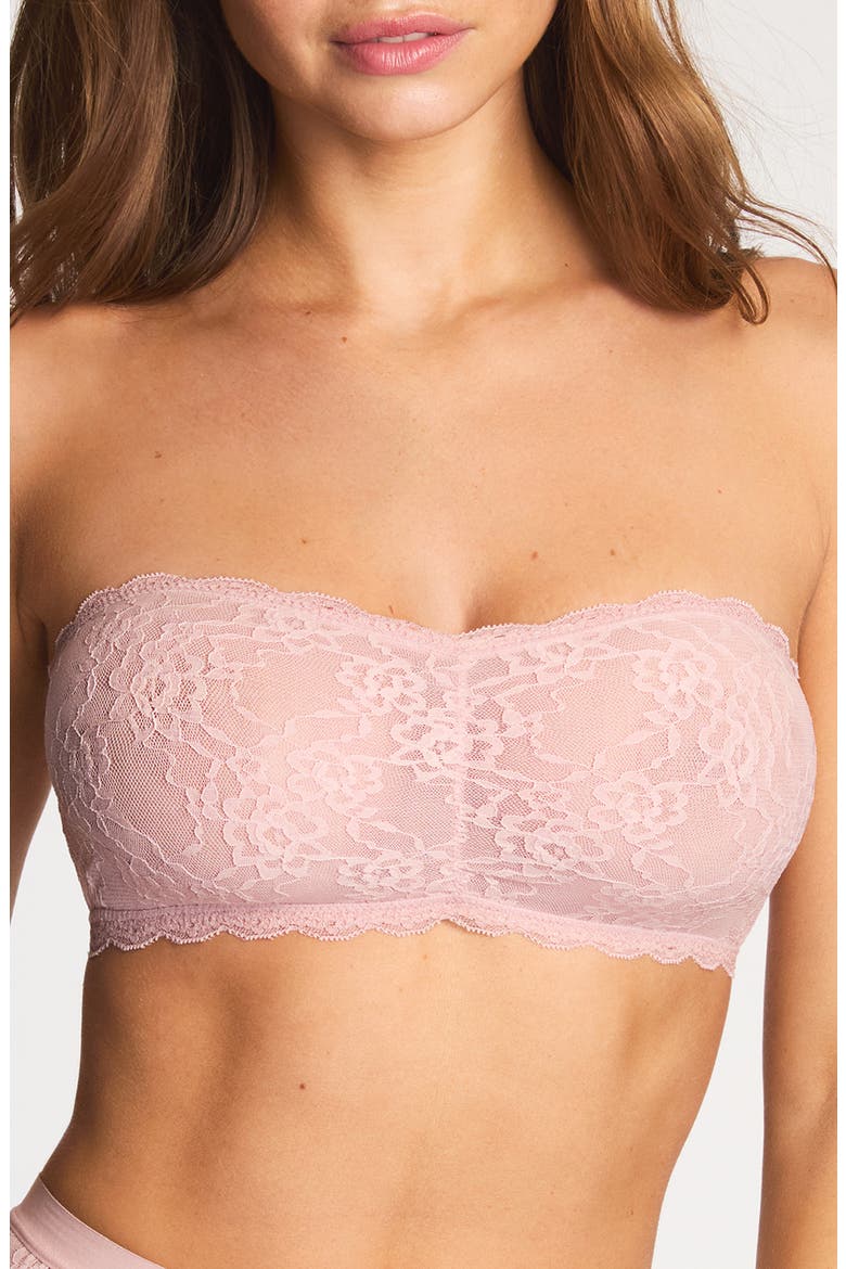 Effortlessly Strapless Lace Bandeau Bra, Main, color, BLUSH PINK