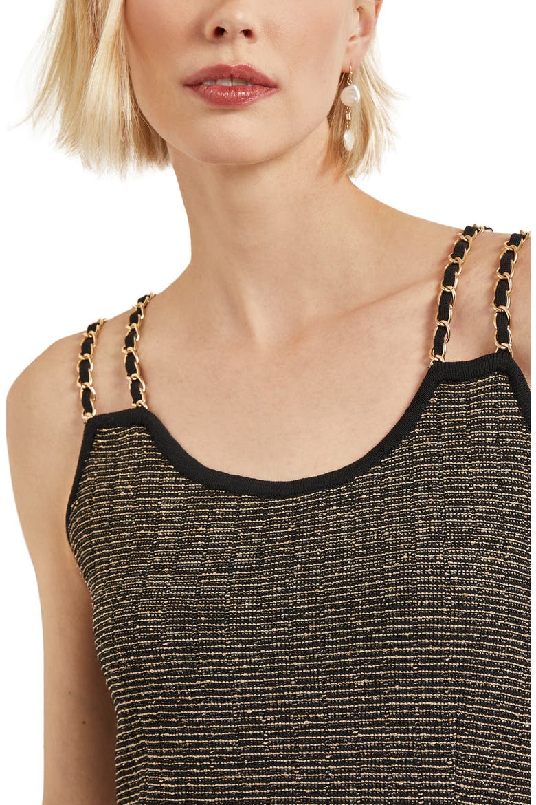 Double Chain Strap Sleeveless Minidress, Alternate, color, BLACK/ GOLD