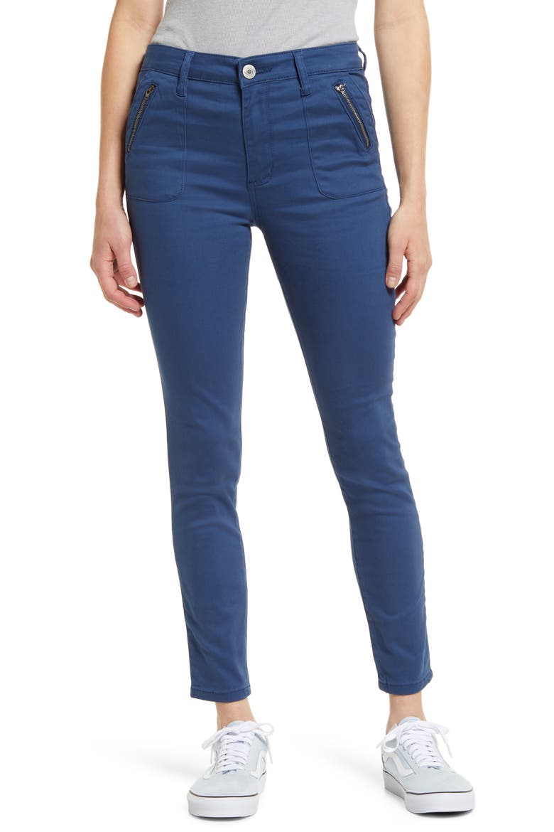 Ellie High Waist Zip Pocket Ankle Skinny Jeans, Main, color, OXFORD BLUE