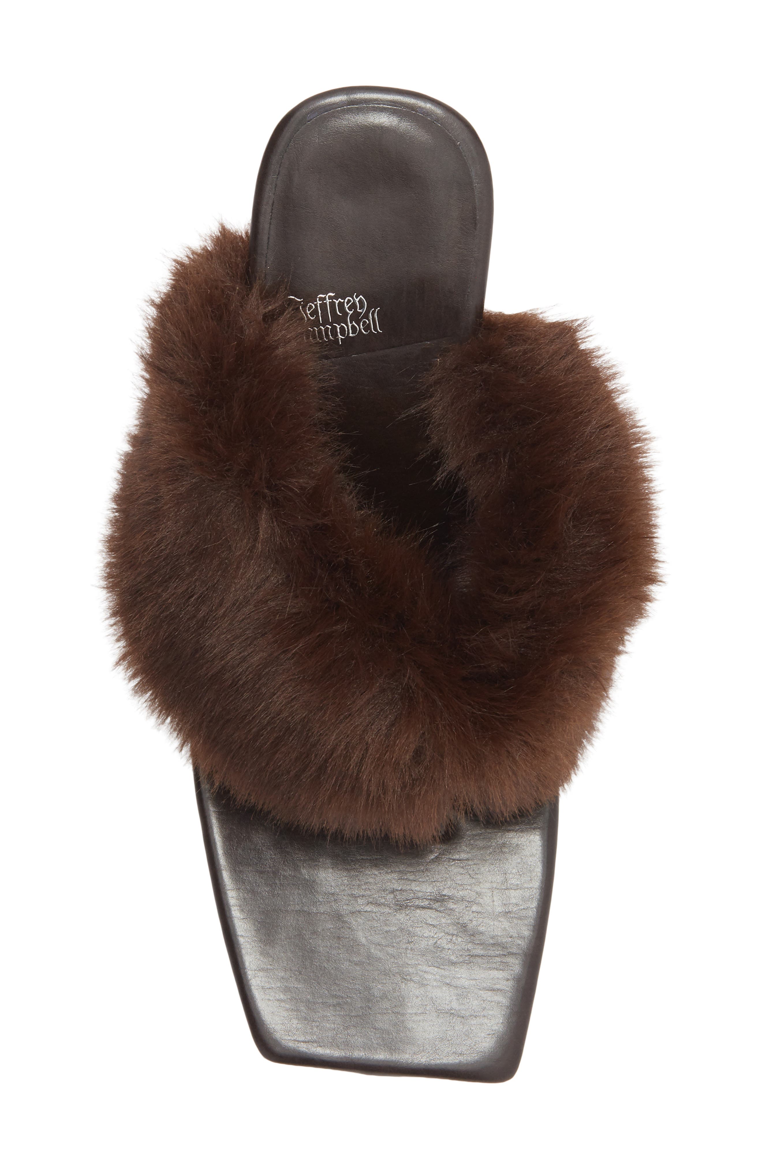 Delusions Faux Fur Slide Sandal, Alternate, color, BROWN COMBO