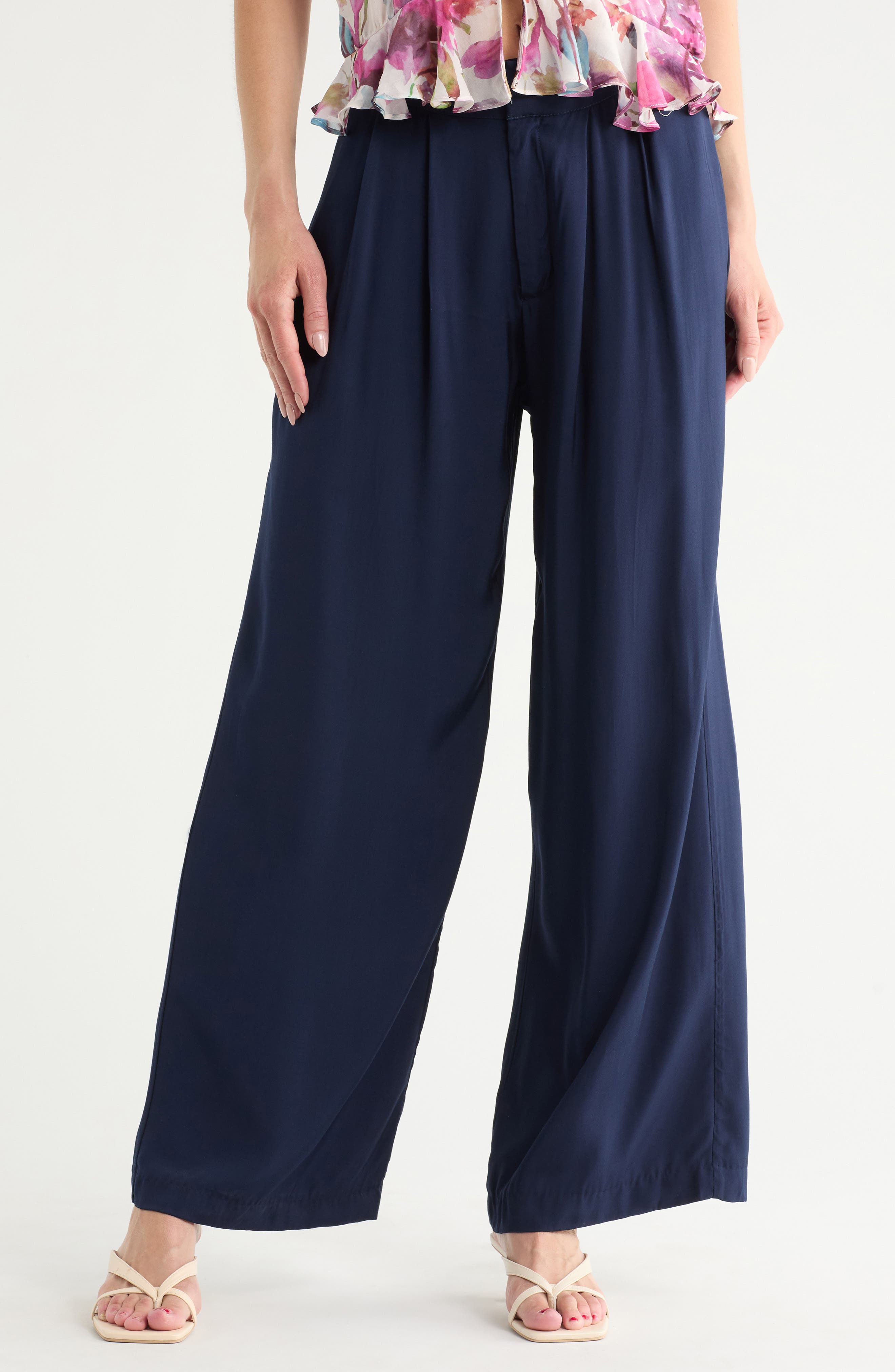 JASON WU High Waist Pleated Front Wide Leg Pants