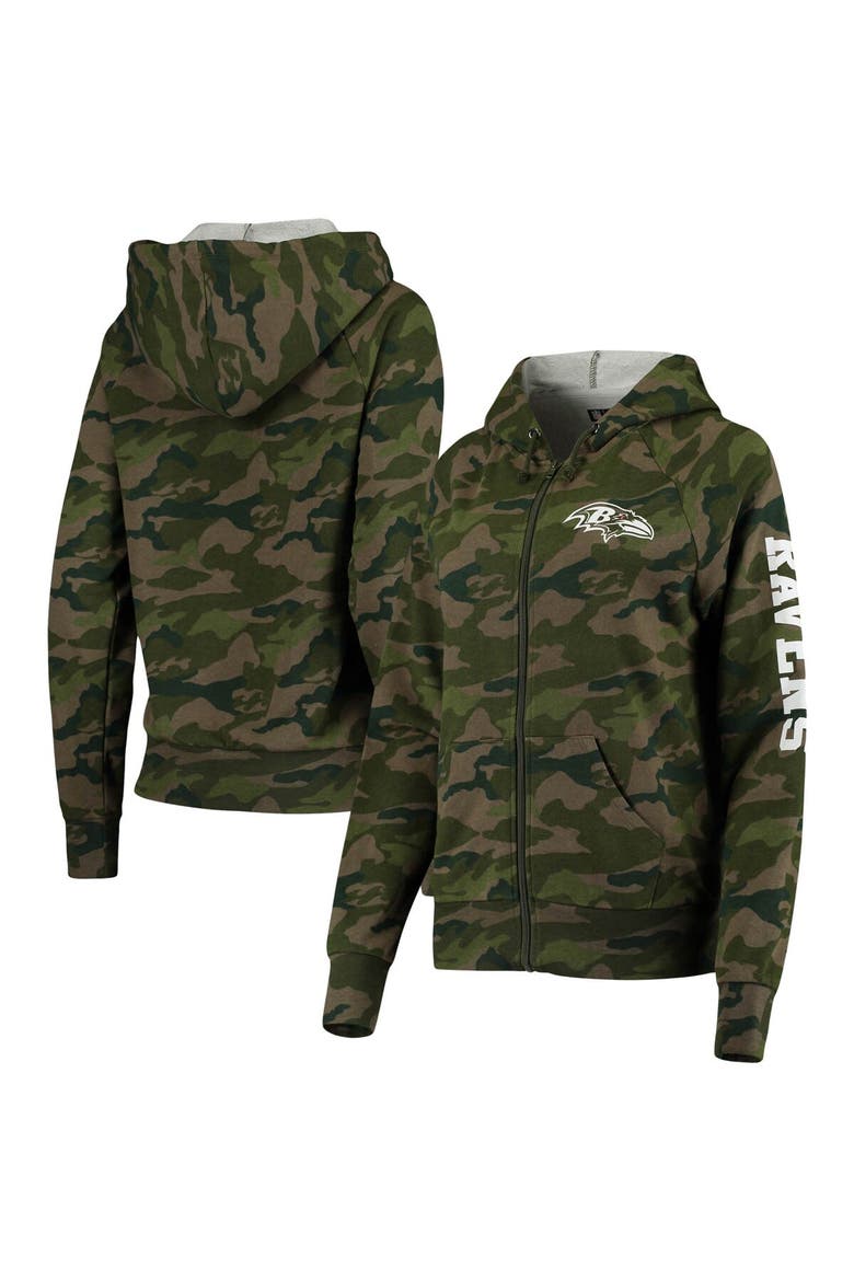 Women's New Era Camo Baltimore Ravens Raglan Full-Zip Hoodie, Main, color, Camo