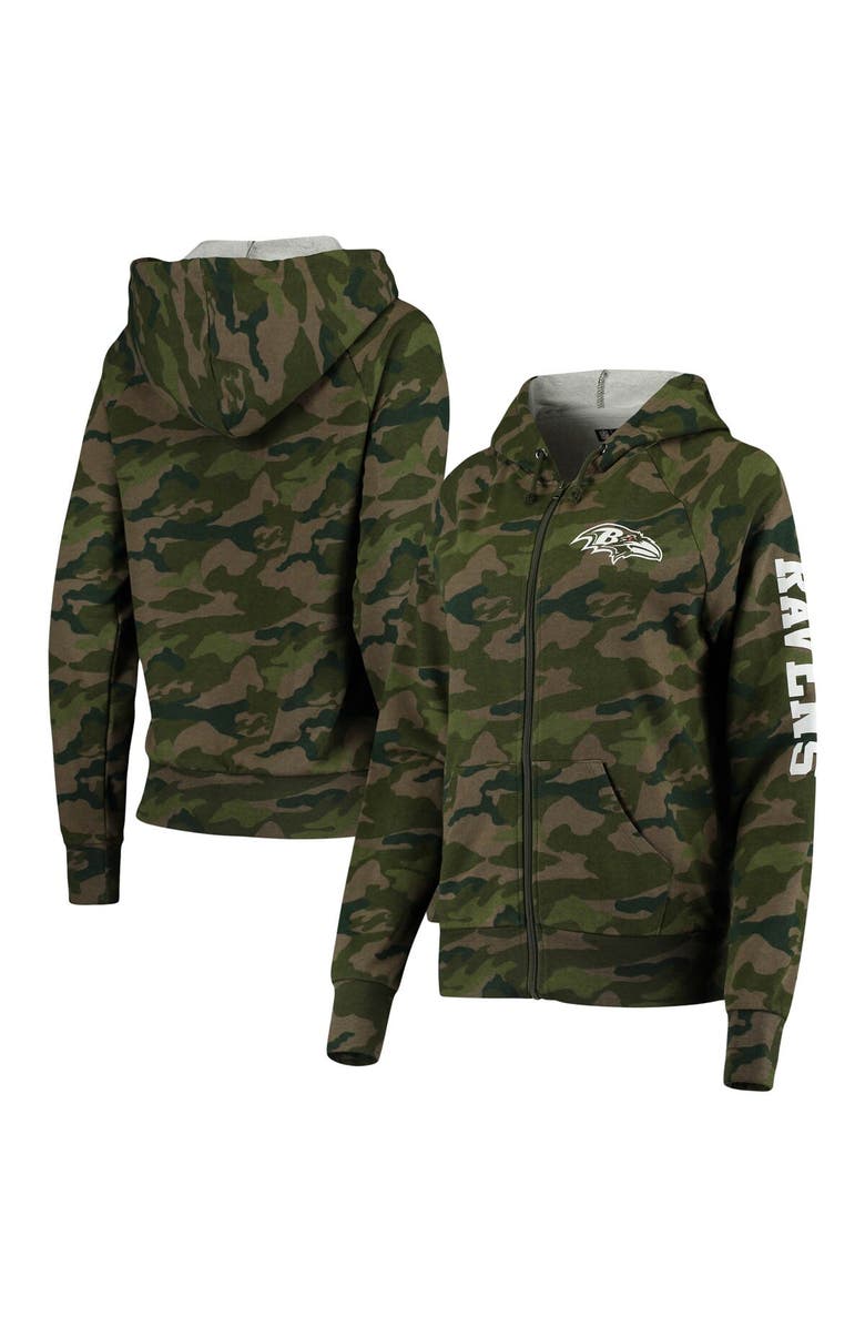 New Era Women's New Era Camo Baltimore Ravens Raglan Full-Zip Hoodie, Main, color, Camo