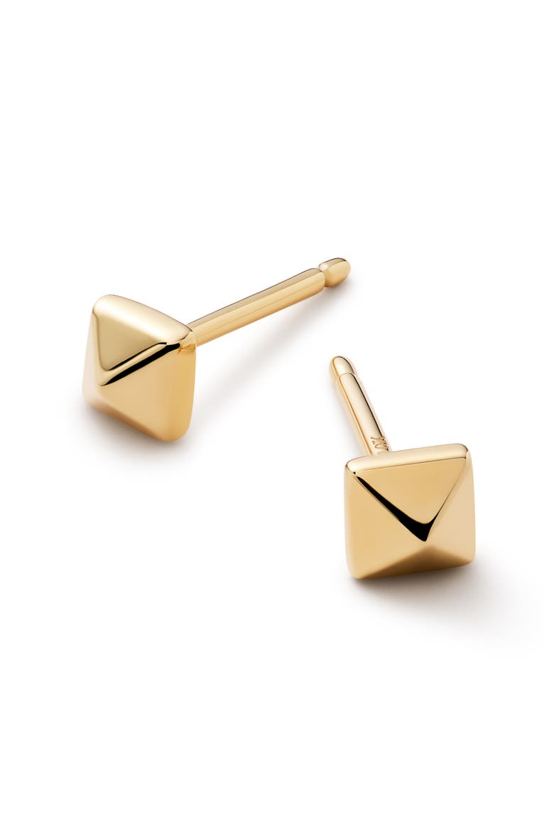 Solid Yellow Gold - Pyramid Studs, Alternate, color, Gold